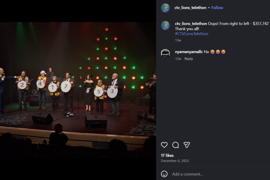 Caption on Instagram post by CTV Lion's Telethon